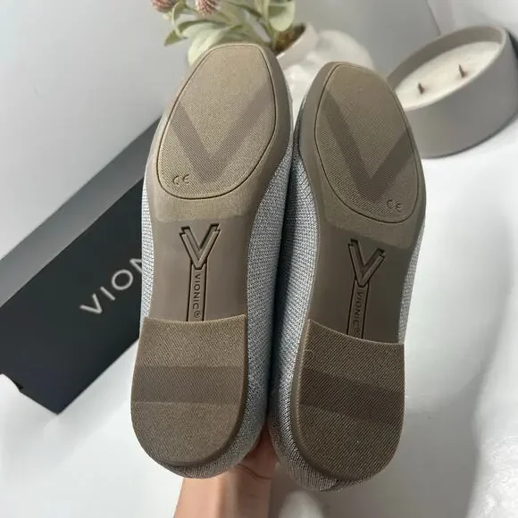 Vionic Klara Knit Square Toe Flats Silver Women's 7 Narrow Comfort Arch Support - Picture 8 of 11